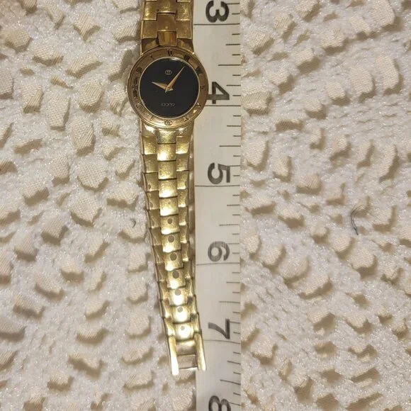 2XHP- VINTAGE WOMEN'S GUCCI BLACK FACE GOLD PLATED,STAINLESS STEEL WATCH/#3300L - Picture 13 of 13